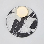 Бра круглое с каменным черно-белым основанием и плафоном из стекла Shaw Marble Lighting варинант исполнения - 1 | Loft Concept в Твери