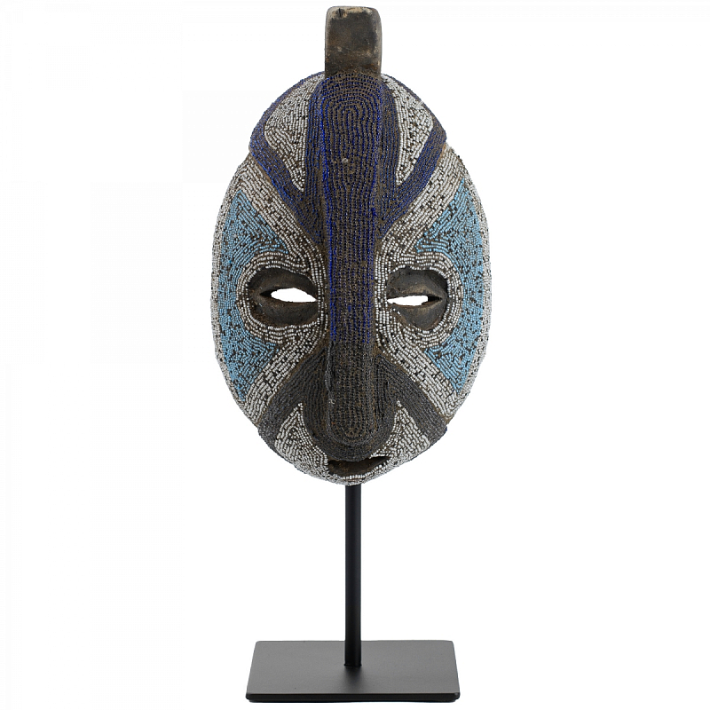 Маска African Mask Ganju Серый Белый Синий Голубой Черный Маска African Mask Ganju Серый Белый Синий Голубой Черный в Твери | Loft Concept