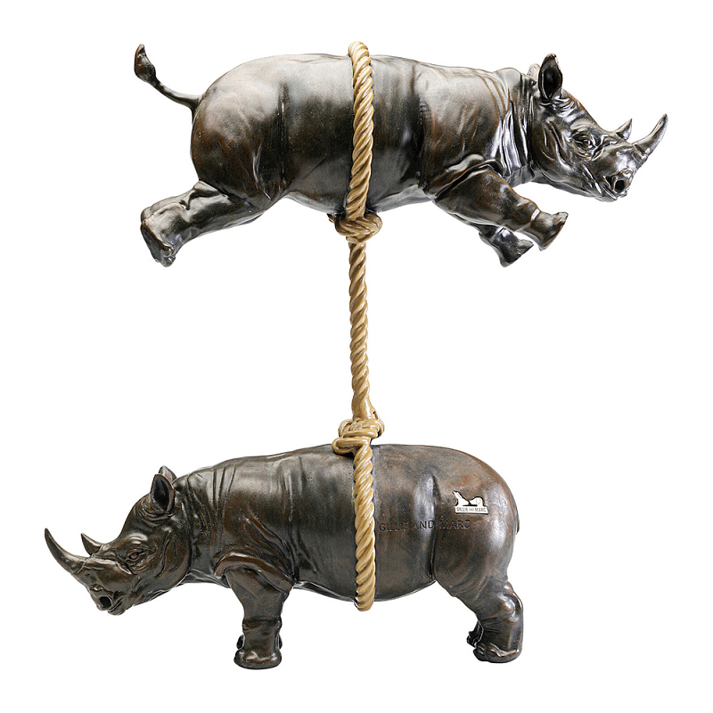 Декоративная статуя из стали Duo Rhinos Коричневый Песочный в Твери | Loft Concept 