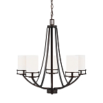 Люстра в цвете темная бронза с 5-ю белыми цилиндрическими плафонами Generation Lighting варинант исполнения - 1 | Loft Concept в Твери