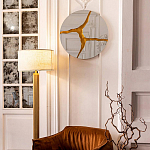 Зеркало кругле с декоративной золотой вставкой Golden Tree варинант исполнения - 3 | Loft Concept в Твери