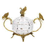 Конфетница из прозрачного рельефного стекла с ручками в виде стрекоз и фигуркой лебедя Eden Garden варинант исполнения - 1 | Loft Concept в Твери