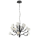 Люстра подвесная черного цвета с ветвями и белыми фарфоровыми цветами Floralis варинант исполнения - 2 | Loft Concept в Твери