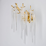 Бра золотого цвета с разветвленными ветвями и длинными прозрачными подвесками в форме стеклянных сосулек Droplet Chandelier варинант исполнения - 3 | Loft Concept в Твери