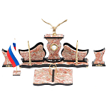 Настольный письменный набор из креноида с часами и декором в виде орла Marble Accessory варинант исполнения - 1 | Loft Concept в Твери