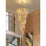 Люстра многоярусная с каркасом из металла и прозрачными подвесками FAIRYTREE Light варинант исполнения - 6 | Loft Concept в Твери