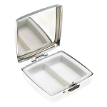 Таблетница карманная квадратная c 2-мя отделениями с зеркалом и накладкой из натурального камня Лазурит Silver Stone Pillboxes варинант исполнения - 2 | Loft Concept в Твери