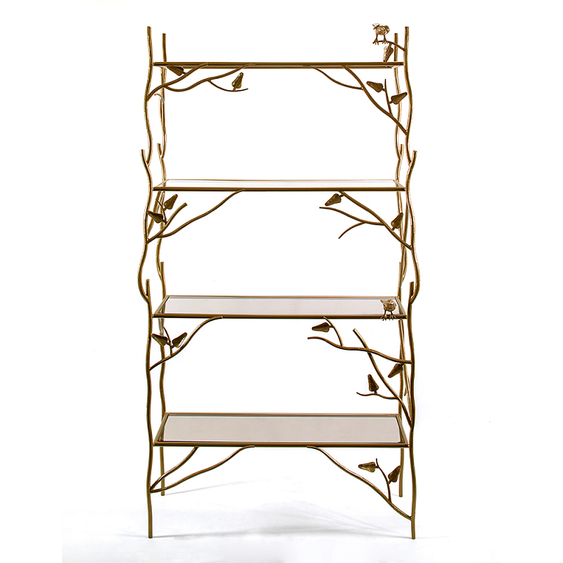 Стеллаж металлический с птичками Primavera Латунь в Твери | Loft Concept 