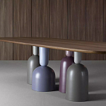 Обеденный стол деревянный с разноцветными фигурными ножками Cop варинант исполнения - 3 | Loft Concept в Твери