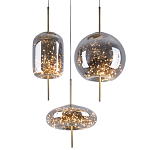 Подвесной светильник с гирляндой внутри 3-х стеклянных плафонов Garland Glass Trio Hanging Lamp варинант исполнения - 2 | Loft Concept в Твери