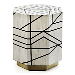 Приставной столик с инкрустацией Black and White Geometry bone bedside table варинант исполнения - 2 | Loft Concept в Твери