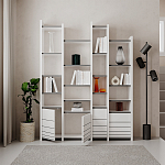 Стеллаж прямой ассиметричный с полками и 4-мя дверцами ARYA BOOKCASE WHITE варинант исполнения - 4 | Loft Concept в Твери