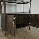 Стеллаж со стеклянными полками Elsa Dreams Walnut варинант исполнения - 5 | Loft Concept в Твери