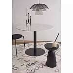 Круглый обеденный стол с белой мраморной столешницей White Tabletop on Black Base варинант исполнения - 3 | Loft Concept в Твери