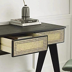 Дизайнерский письменный стол матово-чёрного цвета с 2-мя плетеными ящиками Glade Desk варинант исполнения - 1 | Loft Concept в Твери