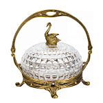 Конфетница из прозрачного рельефного стекла с ручкой и фигуркой лебедя Eden Garden варинант исполнения - 1 | Loft Concept в Твери