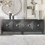 Тумба черная из дерева двухдверная Geometric Double Door Nightstand варинант исполнения - 4 | Loft Concept в Твери