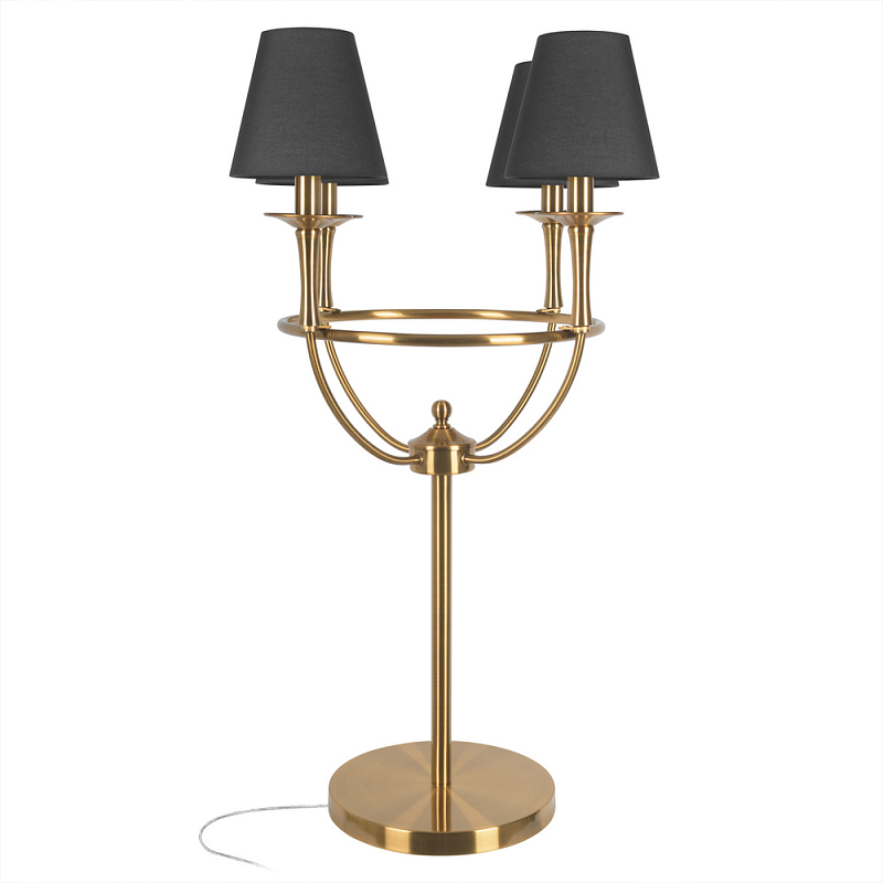 Настольная лампа на металлическом основании бронзового цвета с 4-мя черными конусовидными абажурами Dignity Черный Бронза в Твери | Loft Concept 