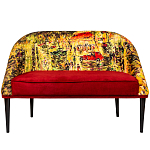 Диван двухместный из натурального бука красный с цветным принтом Impressionism in Art варинант исполнения - 1 | Loft Concept в Твери