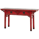 Деревянная консоль в китайском стиле с 2-мя ящиками с резным декором красная Yan Chinese Console Table варинант исполнения - 2 | Loft Concept в Твери