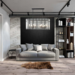 Люстра подвесная овальная со стеклянными прозрачными трубками и металлическим каркасом черного цвета Nembus варинант исполнения - 6 | Loft Concept в Твери