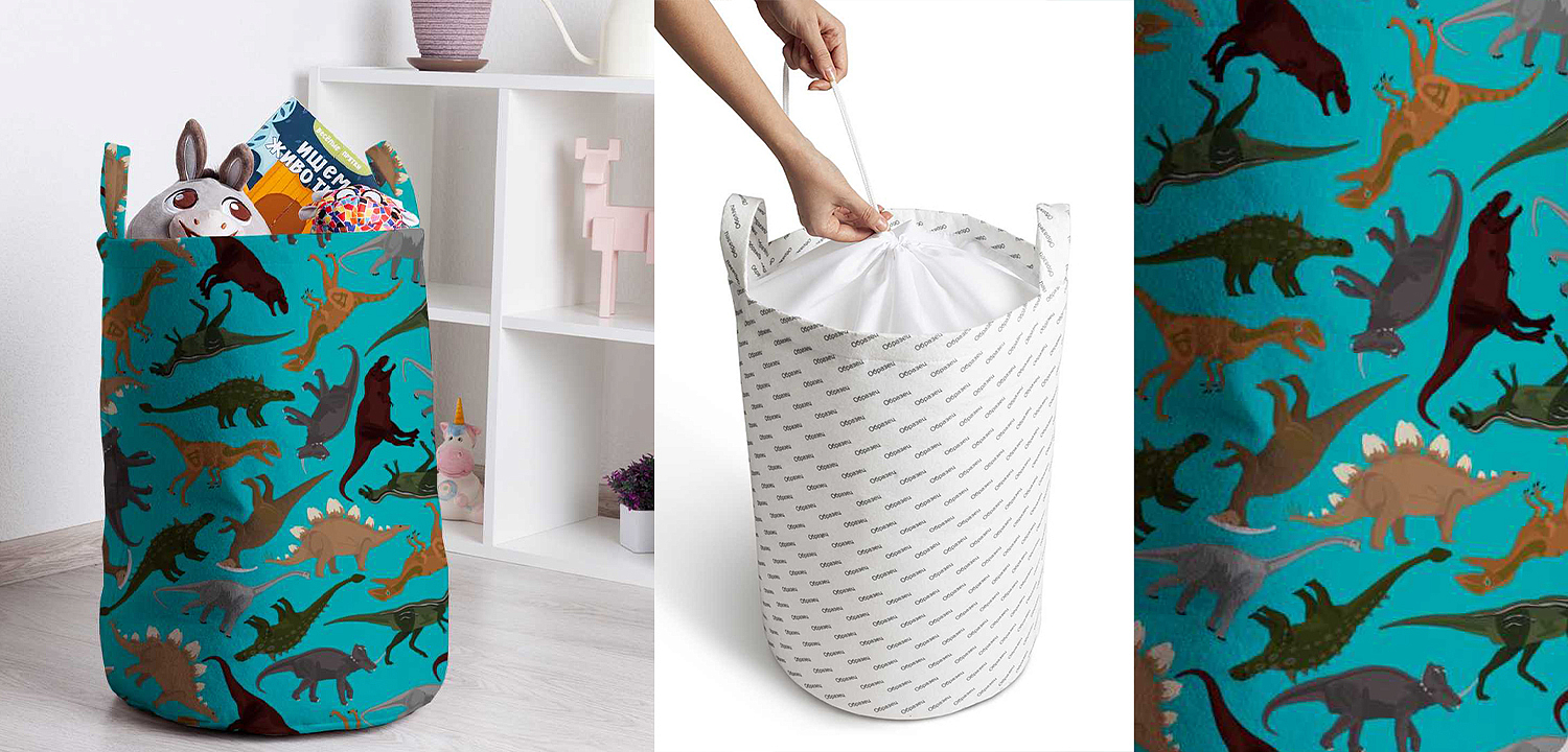 Корзина Turquoise Dinosaurs Basket Корзина Turquoise Dinosaurs Basket - Loft-Concept в Твери