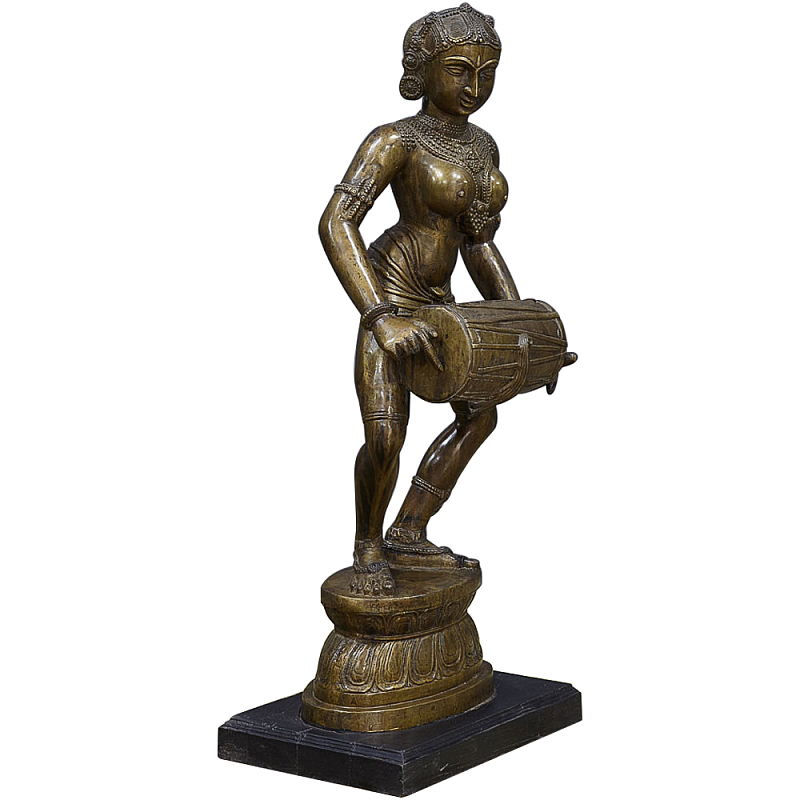 Декоративная статуэтка из латуни Dancing Woman with Mridangam Винтажная латунь Декоративная статуэтка из латуни Dancing Woman with Mridangam Винтажная латунь в Твери | Loft Concept