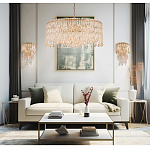 Люстра круглая с хрустальными подвесками на золотистом каркасе Roul Crystal Light варинант исполнения - 11 | Loft Concept в Твери