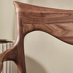 Стул деревянный с мягким сиденьем из коричневой натуральной кожи Moon Walnut Furniture варинант исполнения - 8 | Loft Concept в Твери