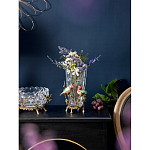 Ваза стеклянная прозрачная с бронзовым основанием в виде ветвей и фарфоровыми птичками Eden Garden варинант исполнения - 4 | Loft Concept в Твери