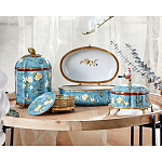 Ваза голубая с крышкой и цветочным узором Genuine Chinese Classics варинант исполнения - 3 | Loft Concept в Твери