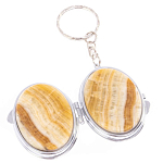 Зеркало брелок карманное двухстороннее из натурального камня Оникс Silver Stone Mirrors варинант исполнения - 2 | Loft Concept в Твери