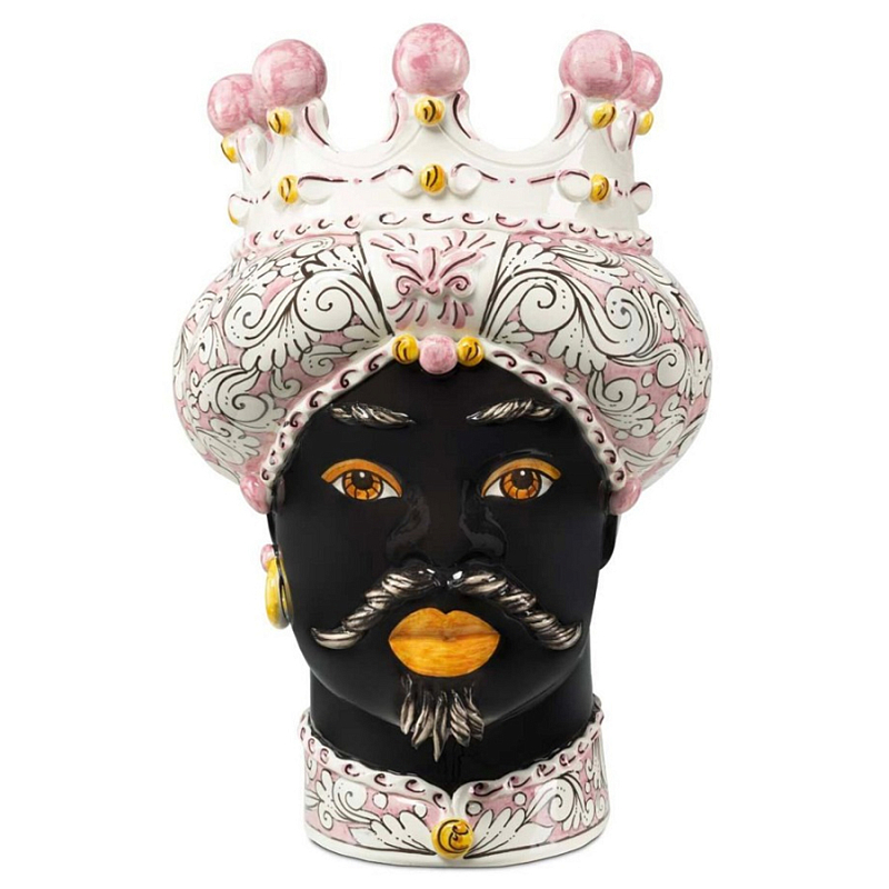 Ваза Vase Moro Man Ornate Pink Черный Розовый Белый Ваза Vase Moro Man Ornate Pink Черный Розовый Белый в Твери | Loft Concept