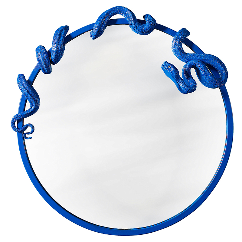 Зеркало круглое в синей раме в виде змеи Temptation Синий в Твери | Loft Concept 