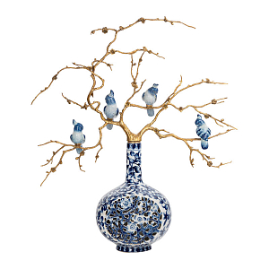 Ваза фарфоровая с орнаментом с фигурками птиц Porcelain Bird