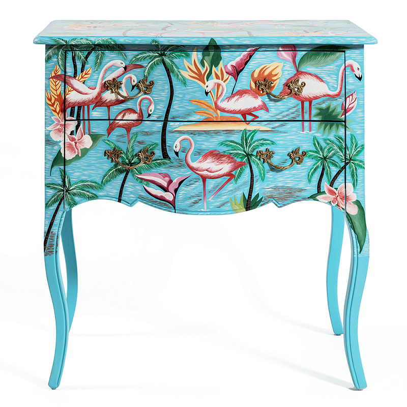 Комод с росписью Розовый фламинго L.XV CHEST OF DRAWERS Flowers with Flamingo Голубой Мульти Комод с росписью Розовый фламинго L.XV CHEST OF DRAWERS Flowers with Flamingo Голубой Мульти в Твери | Loft Concept