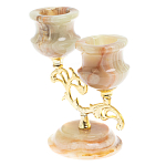 Подсвечник двухрожковый из натурального камня оникс Stone Candlestick варинант исполнения - 2 | Loft Concept в Твери