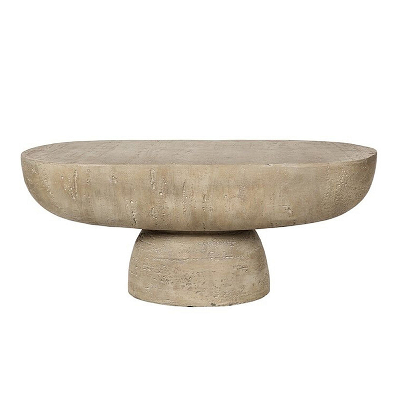 Столик кофейный кремового цвета с овальной столешницей и круглым основанием Cream Dalmen Table Кремовый в Твери | Loft Concept 