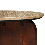 Кофейный столик с круглой столешницей на 2-х массивных деревянных ножках Tandem Travertine and Wood варинант исполнения - 3 | Loft Concept в Твери