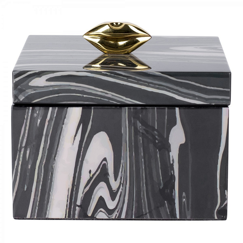 Шкатулка KISS BOX Черный Белый Глянцевое золото Шкатулка KISS BOX Черный Белый Глянцевое золото в Твери | Loft Concept