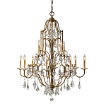 Люстра многоярусная с 12-ю лампами и стеклянными подвесками в классическом стиле Feiss варинант исполнения - 1 | Loft Concept в Твери