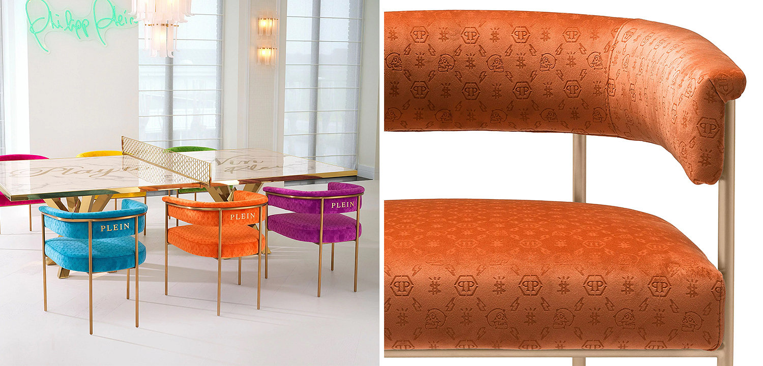 Стул Philipp Plein Dining Chair Monogram Оранжевый Стул Philipp Plein Dining Chair Monogram Оранжевый - Loft-Concept в Твери
