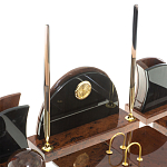 Настольный письменный набор с часами из природного камня обсидиана Oval Office варинант исполнения - 3 | Loft Concept в Твери