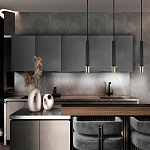 Подвесной светильник с узким цилиндрическим плафоном и золотым металлическим декором Concrete Pipe варинант исполнения - 8 | Loft Concept в Твери