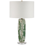 Настольная лампа керамическая с кремовым абажуром Scenic Column варинант исполнения - 5 | Loft Concept в Твери