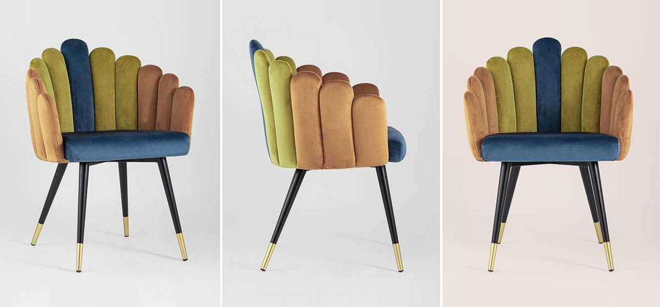 Стул Camellia Chair Синий и Карамельный Велюр Стул Camellia Chair Синий и Карамельный Велюр - Loft-Concept в Твери
