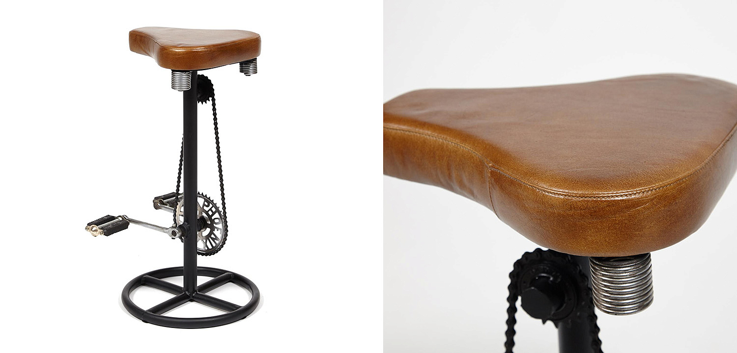 Барный стул с педалями от велосипеда Industrial leather bar stool with bicycle pedals - Loft-Concept в Твери