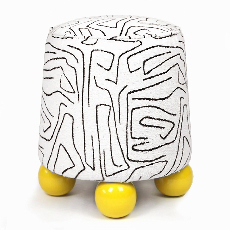 Пуф Wakonda с Желтыми круглыми ножками Белый Желтый в Твери | Loft Concept 