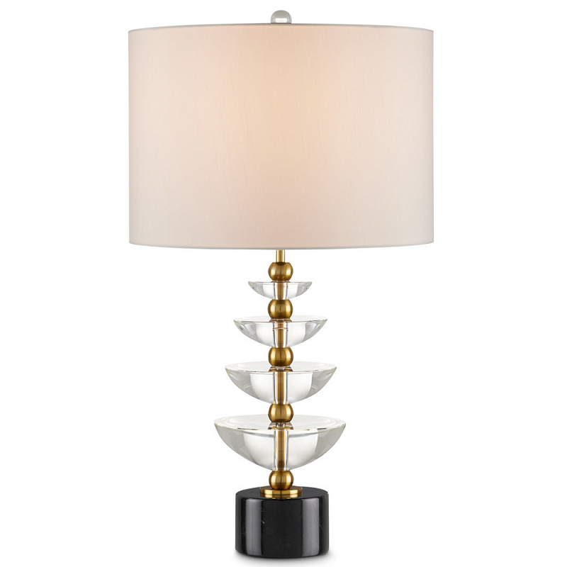 Настольная лампа с чашеобразными дисками на корпусе Glowing Waterfall ivory ( слоновая кость ) Латунь Прозрачный Черный в Твери | Loft Concept 