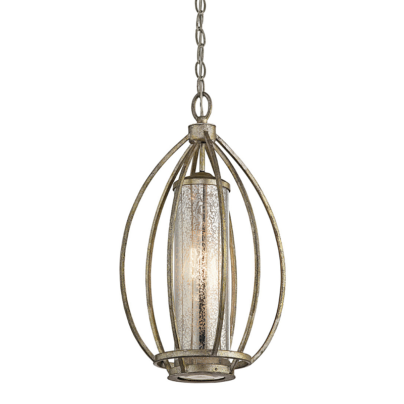 Подвесной светильник овальной формы с цилиндрическим плафоном в цвете сусальное серебро Kichler Серебро винтаж в Твери | Loft Concept 